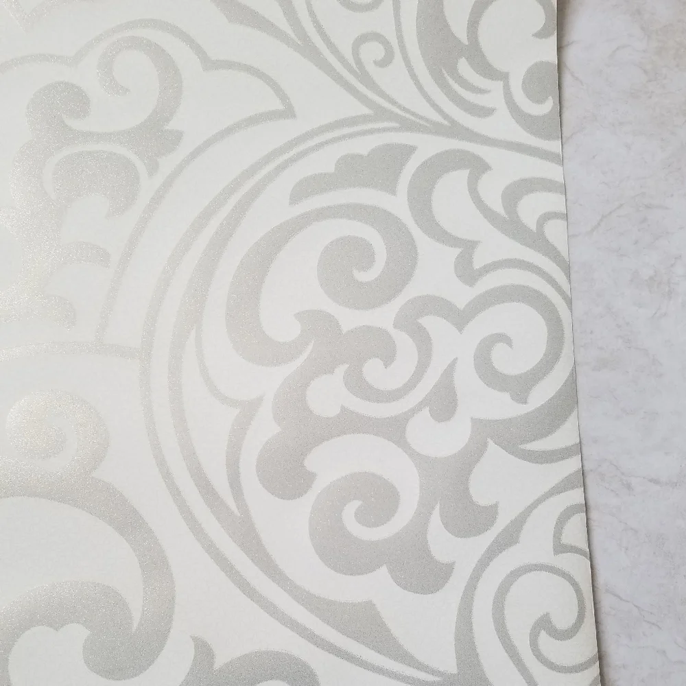Wallpaper Her Divine Silver Glitter Swirls